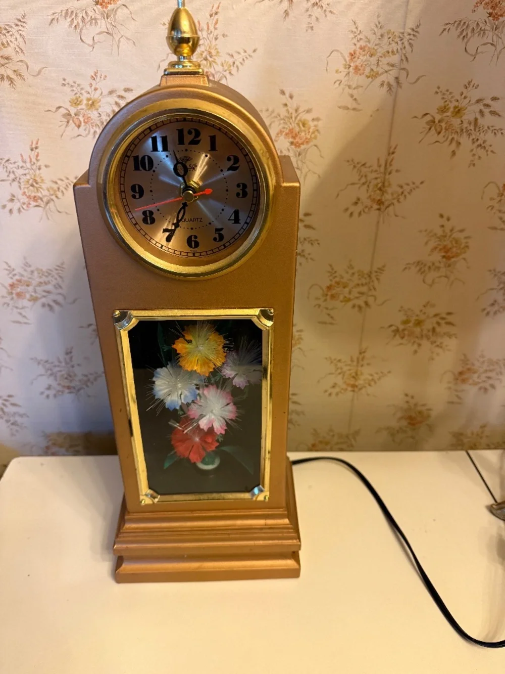 Light-up Fiber Optic Floral Mantel Top Grandfather Clock 17